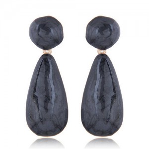 Coarse Texture Waterdrop Design Bold Fashion Women Earrings - Black