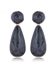 Coarse Texture Waterdrop Design Bold Fashion Women Earrings - Black