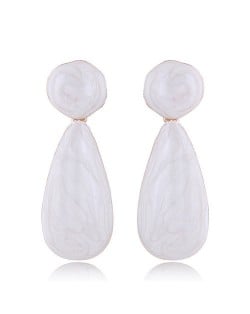 Coarse Texture Waterdrop Design Bold Fashion Women Earrings - White