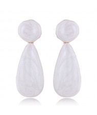 Coarse Texture Waterdrop Design Bold Fashion Women Earrings - White