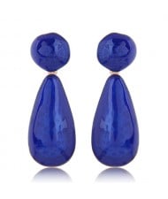 Coarse Texture Waterdrop Design Bold Fashion Women Earrings - Blue