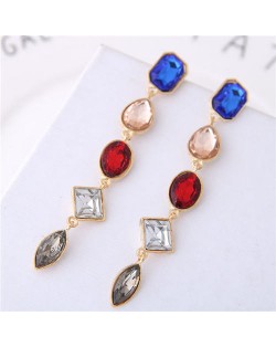 Multi-color Gems Waterdrops Design High Fashion Costume Earrings - Gray