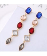 Multi-color Gems Waterdrops Design High Fashion Costume Earrings - Gray