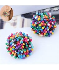 Mini-beads Floral Ball Design High Fashion Women Earrings - Multicolor