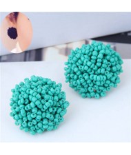 Mini-beads Floral Ball Design High Fashion Women Earrings - Green