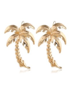 Golden Coconut Tree High Fashion Alloy Women Earrings