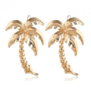 Golden Coconut Tree High Fashion Alloy Women Earrings
