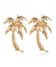 Golden Coconut Tree High Fashion Alloy Women Earrings