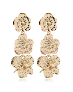Dangling Golden Plum Cluster High Fashion Women Statement Earrings