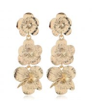 Dangling Golden Plum Cluster High Fashion Women Statement Earrings
