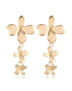 Golden Morning-glory Flower Design High Fashion Costume Earrings