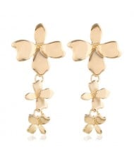 Golden Morning-glory Flower Design High Fashion Costume Earrings