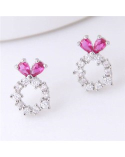 Sweet Rabbit Design Hoop Fashion Women Earrings - Silver