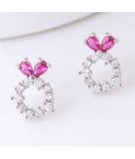 Sweet Rabbit Design Hoop Fashion Women Earrings - Silver