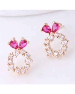 Sweet Rabbit Design Hoop Fashion Women Earrings - Golden