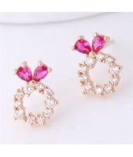 Sweet Rabbit Design Hoop Fashion Women Earrings - Golden