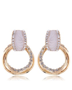 Rhinestone Embellished Multiple Dangling Hoops Design Women Costume Earrings