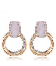 Rhinestone Embellished Multiple Dangling Hoops Design Women Costume Earrings