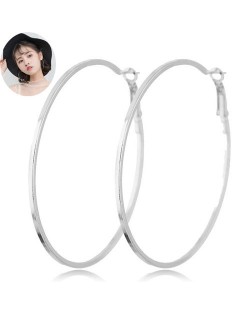 Big Hoop High Fashion Women Costume Earrings - Silver