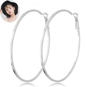 Big Hoop High Fashion Women Costume Earrings - Silver