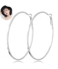 Big Hoop High Fashion Women Costume Earrings - Silver