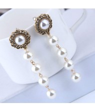 Sweet Pearl Cluster Vintage Fashion Women Statement Earrings 