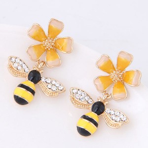 Oil-spot Glazed Adorable Bees Design High Fashion Women Earrings