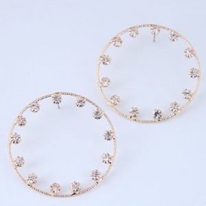 Czech Rhinestone Embellished Hoop High Fashion Women Earrings - White