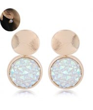 Shining Gems High Fashion Round Design Women Statement Earrings - Light Blue