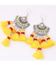 Cotton Threads Tassel Fan-shape Royal Fashion Women Statement Earrings