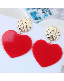 Cute Heart Design High Fashion Women Earrings - Red