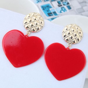 Cute Heart Design High Fashion Women Earrings - Red