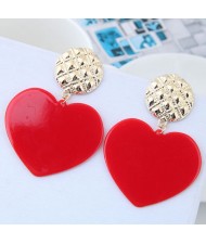 Cute Heart Design High Fashion Women Earrings - Red