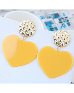 Cute Heart Design High Fashion Women Earrings - Yellow