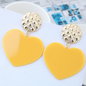 Cute Heart Design High Fashion Women Earrings - Yellow