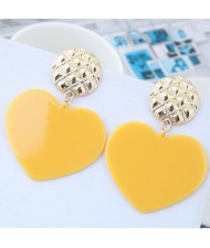 Cute Heart Design High Fashion Women Earrings - Yellow