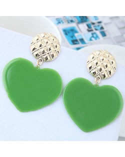 Cute Heart Design High Fashion Women Earrings - Green