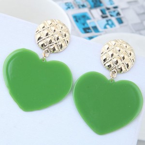 Cute Heart Design High Fashion Women Earrings - Green