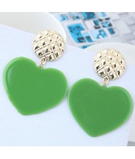 Cute Heart Design High Fashion Women Earrings - Green