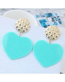Cute Heart Design High Fashion Women Earrings - Blue