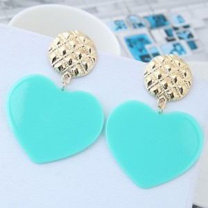 Cute Heart Design High Fashion Women Earrings - Blue