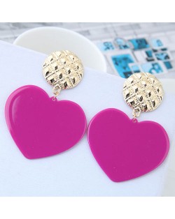 Cute Heart Design High Fashion Women Earrings - Purple
