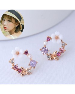 Flower and Butterfly Spring Fashion Rhinestone Garland Women Earrings