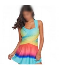 Gradient Color High Fashion Women Swimwear - Lake Blue
