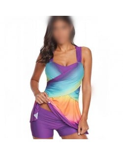 Gradient Color High Fashion Women Swimwear - Purple