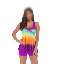 Rainbow Inspired Dress Style High Fashion Women Swimwear - Purple