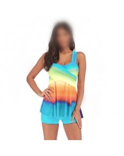 Rainbow Inspired Dress Style High Fashion Women Swimwear - Lake Blue