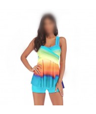 Rainbow Inspired Dress Style High Fashion Women Swimwear - Lake Blue