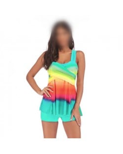 Rainbow Inspired Dress Style High Fashion Women Swimwear - Teal