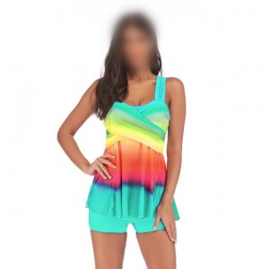 Rainbow Inspired Dress Style High Fashion Women Swimwear - Teal
